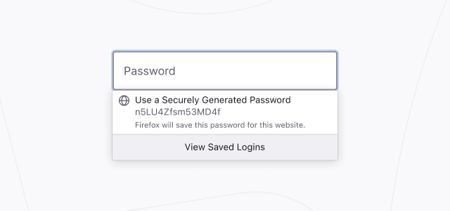 ภาพแบบฟอร์มลงทะเบียนของเว็บไซต์โดยมี Firefox แนะนำรหัสผ่านที่รัดกุมซึ่งจะจัดเก็บไว้โดยอัตโนมัติสำหรับการใช้งานในอนาคต